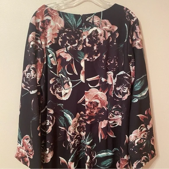 Jax Black Label • Floral Shift Dress w/ Lace Inlay Bell Sleeves • Size 16 • EUC - Picture 5 of 5